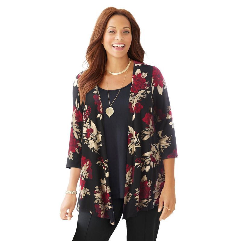キャサリンズ レディース アウター ニット・セーター プラスサイズ カーディガン Catherines Womens Plusize Cardigand Tank One Piece Top Blac