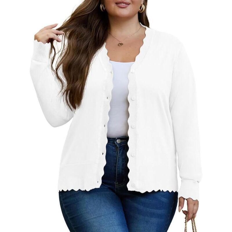 イエスファッション レディース アウター ニット・セーター Vネック プラスサイズ カーディガン ダウン クロップド Yesfashion Womens Plusize Cardigan Croppe