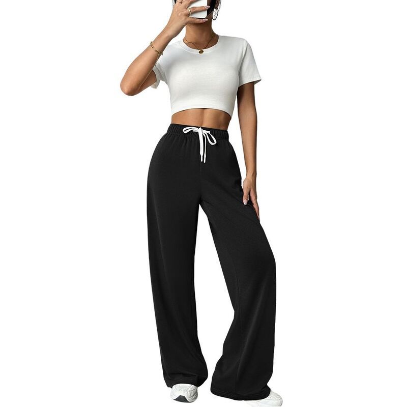 クリアフラワー レディース ボトムス カジュアルパンツ ワイドレッグ スウェットパンツ ClearFlower Womens Elastic Waistraight Wide Leg Pants Ca