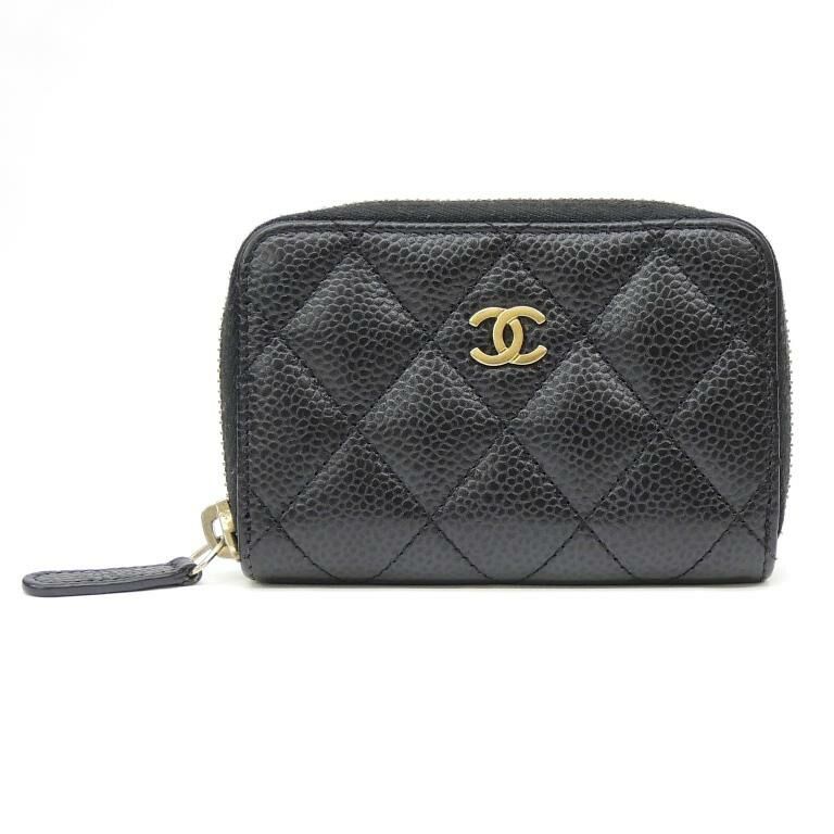 シャネル CHANEL コインケース 小銭入れ マトラッセ 黒 キャビアスキン