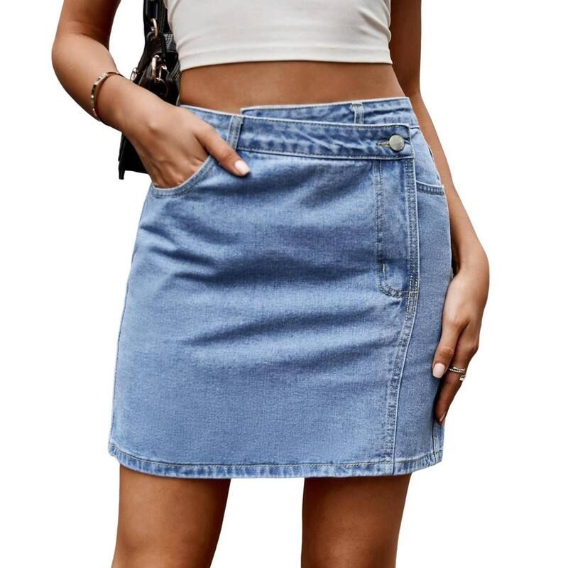 クリアフラワー レディース ボトムスカート アシンメトリー ミニ デニム ClearFlower Womens Wash Asymmetrical Waist Denimini Skirt Summe
