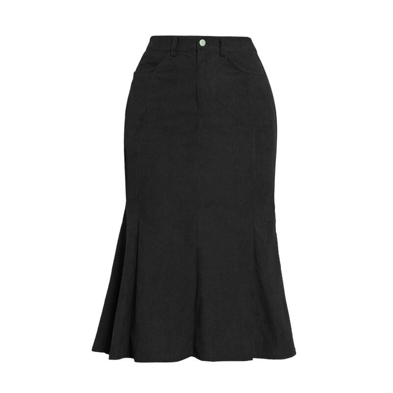 インスパイア シック レディース ボトムスカート コーデュロイ ハイウエスト ミディ INSPIRE CHICorduroy Skirt for Women Fall High Waist Work
