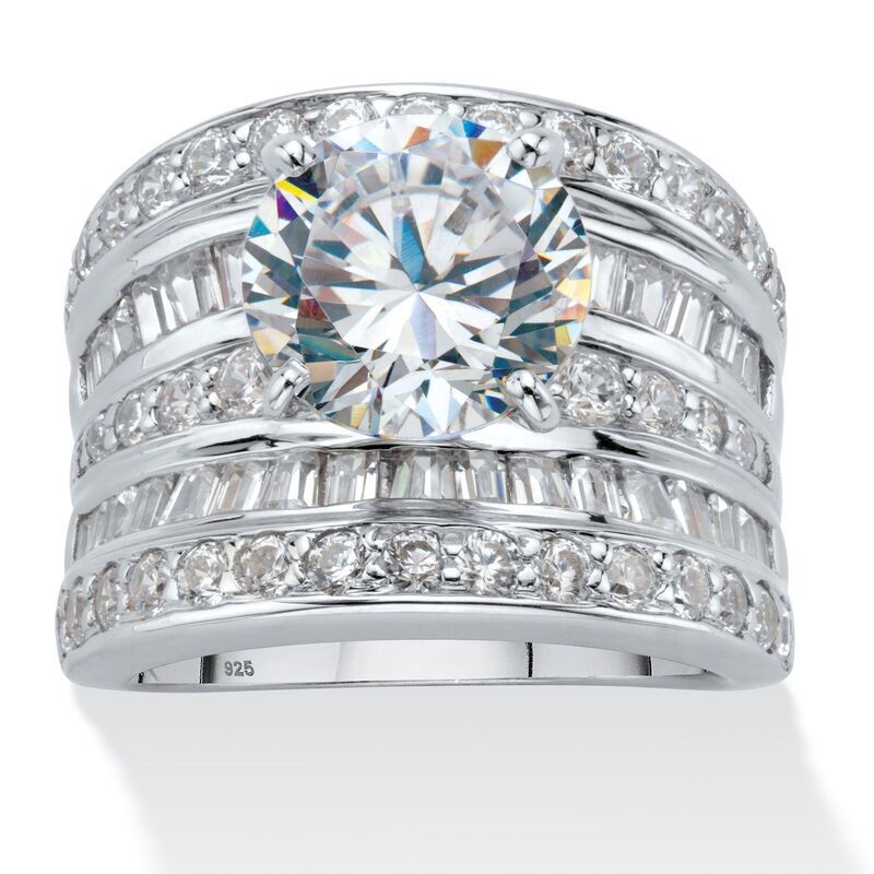 パームビーチジュエリー レディース アクセサリー リング PalmBeach Jewelry 715 TCW CZ MultiRow Engagement Ring in Platinumplated