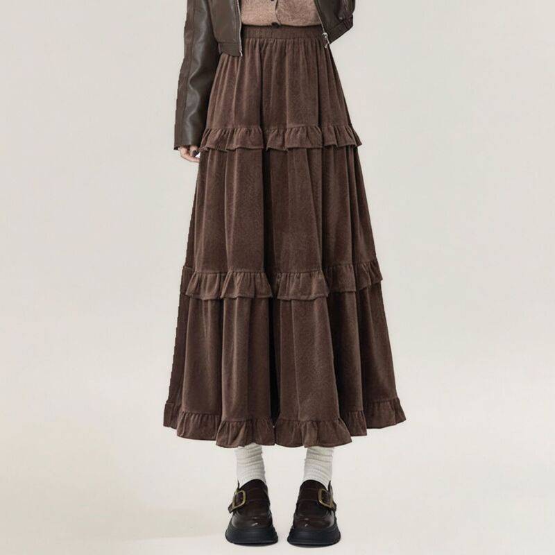 アンナカシ レディース ボトムスカート ティアード フリル マキシ AnnaKaci Womens Tiered Ruffle Maxi Skirt with Soft Flowing Panelst