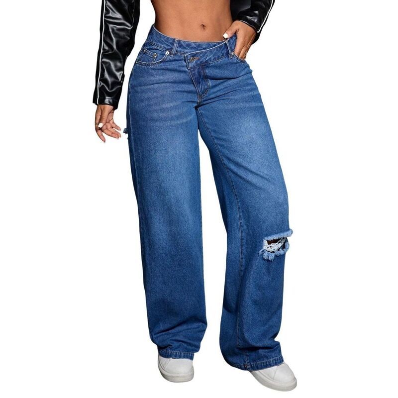 エリートチョイス レディース ボトムス カジュアルパンツ ストレート デニム ジーンズ Elitechoice Womens High Rise Baggy Jeans with Snap Faste