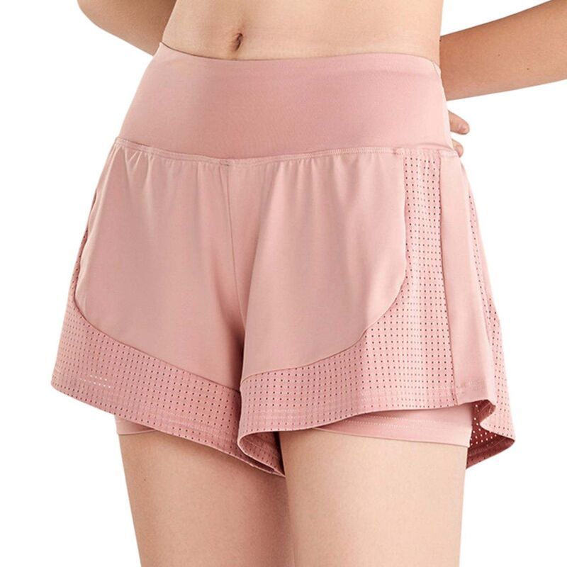 アンナカシ レディース ボトムス ハーフパンツ・ショーツ ショートパンツ AnnaKaci Womens Quick Dry Loose Running Shorts 2in1 Gym Pink ピン
