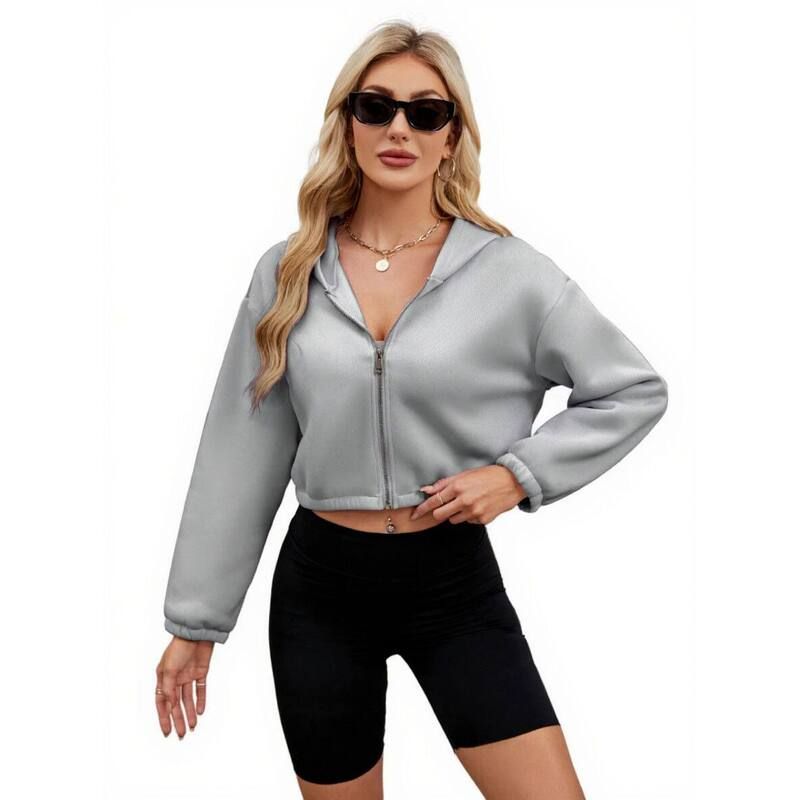 コジョイン レディース アウター ジャケット・ブルゾン スウェット シャツ カーディガン クロップド Kojooin Women Zip Up Cropped Cardigan Jacket Hood 11,085円