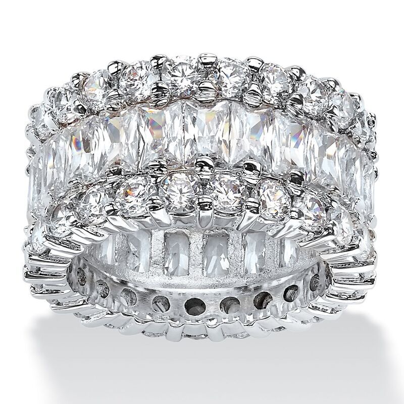 パームビーチジュエリー レディース アクセサリー リング PalmBeach Jewelry 1242 TCW BaguetteCut Cubic Zirconia Platinumplated Si