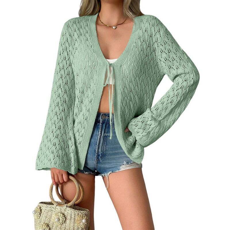 イエスファッション レディース アウター ニット・セーター カーディガン Yesfashion Womens Casual Cardigan Summer Beach Trumpet Long Sle