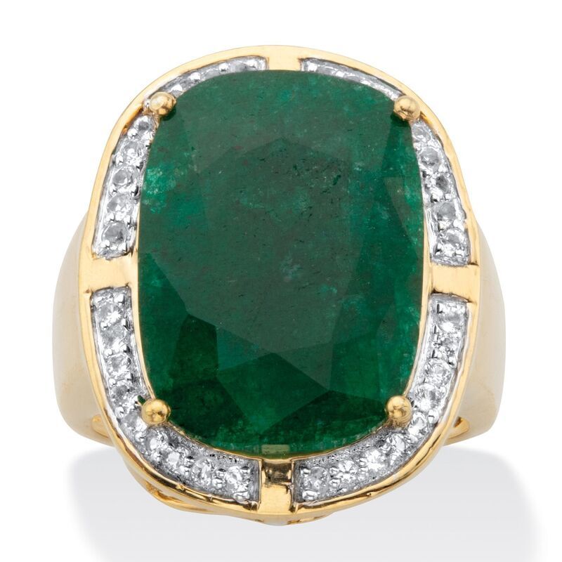 パームビーチジュエリー レディース アクセサリー リング PalmBeach Jewelry 1124 Cttw Green Emerald and White Topaz TwoTone GoldP