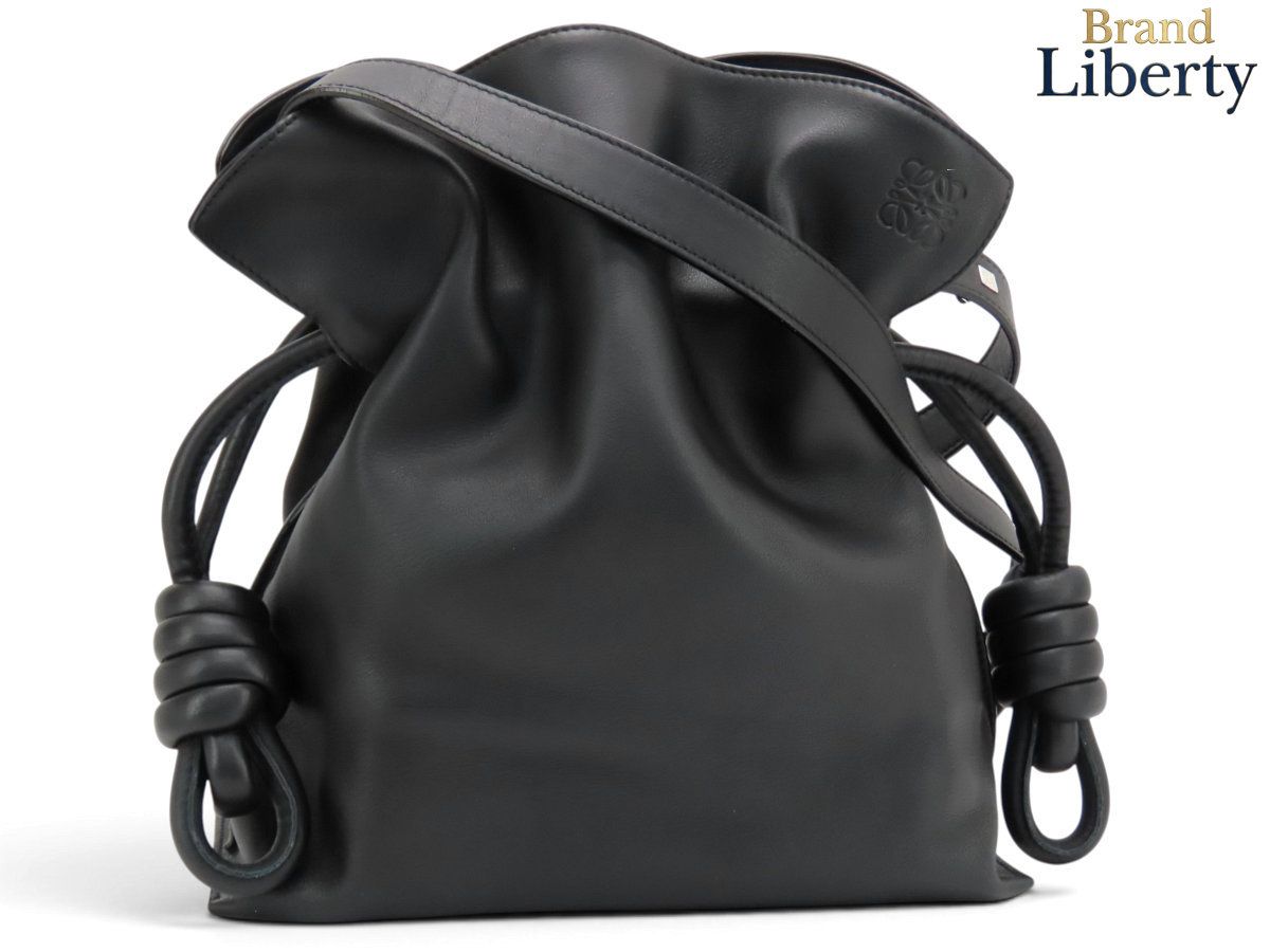 【ほぼ新品】ロエベ LOEWE フラメンコ ノット 2WAY ハンドバッグ 斜め掛け ショルダーバッグ トートバッグ ブラック レザー 334.30.K63