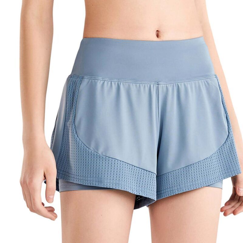 アンナカシ レディース ボトムス ハーフパンツ・ショーツ ショートパンツ AnnaKaci Womens Quick Dry Loose Running Shorts 2in1 Gym Blue ブル