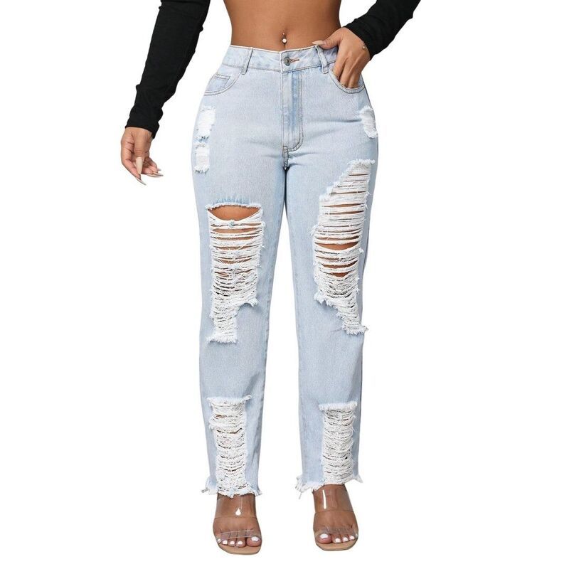 エリートチョイス レディース ボトムス カジュアルパンツ デニム ジーンズ Elitechoice Skinny Ripped Hole Jeans for Women Mid Waistedistr
