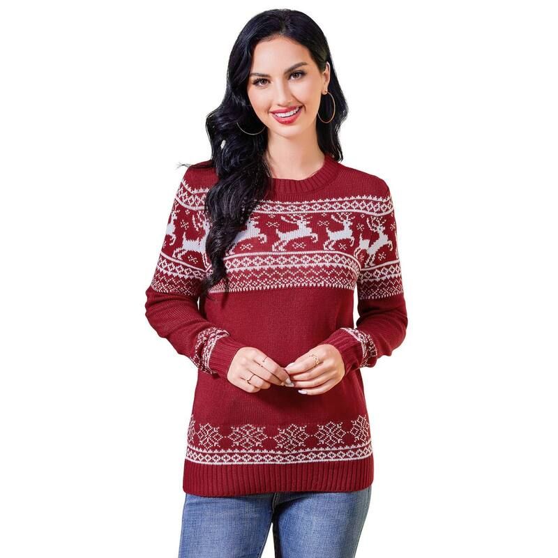 コジョイン レディース アウター ニット・セーター Kojooin Womens Christmas Pullover Sweater Loose Knitop Red レッド
