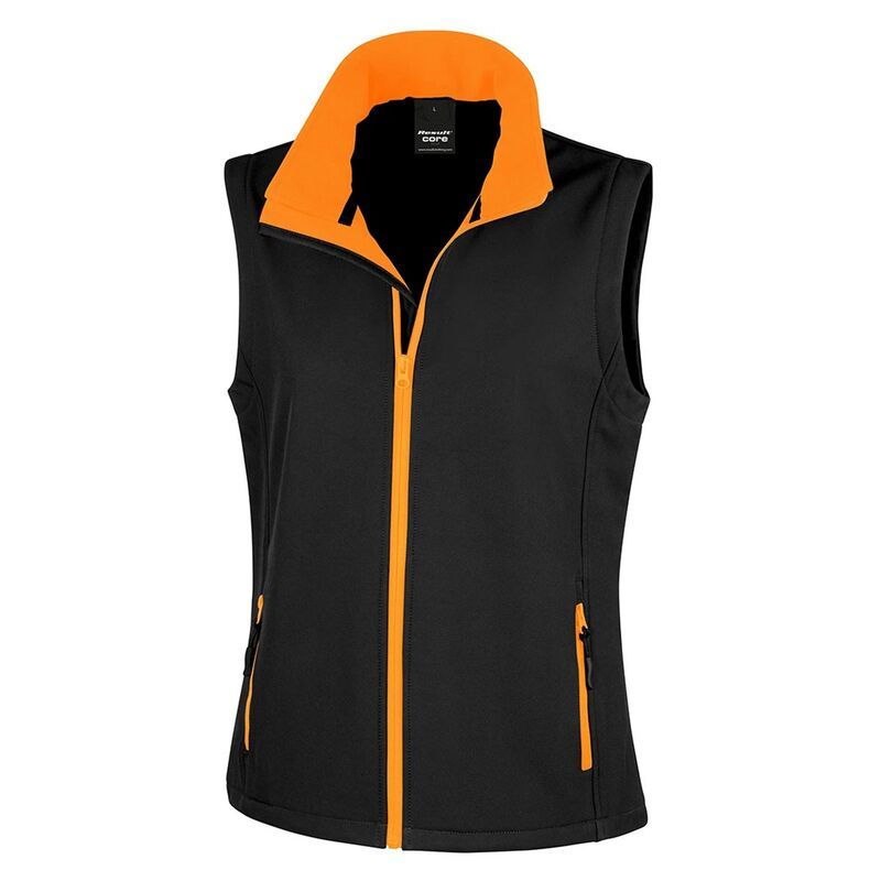 リザルト レディース アウター ジャケット・ブルゾン Result WomensLadiesoftshell Body Warmer Black And Orange ブラック
