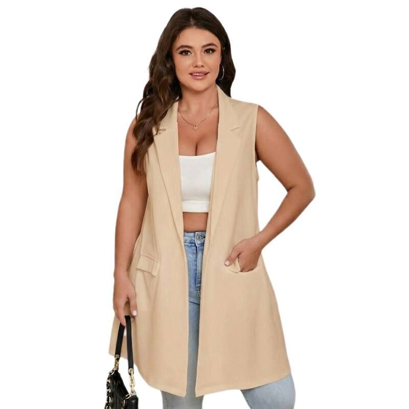 セオリア レディース アウター ジャケット・ブルゾン プラスサイズ ベスト ノースリーブレザー Seoria Plusize Womensleeveless Vest Work Casualong B