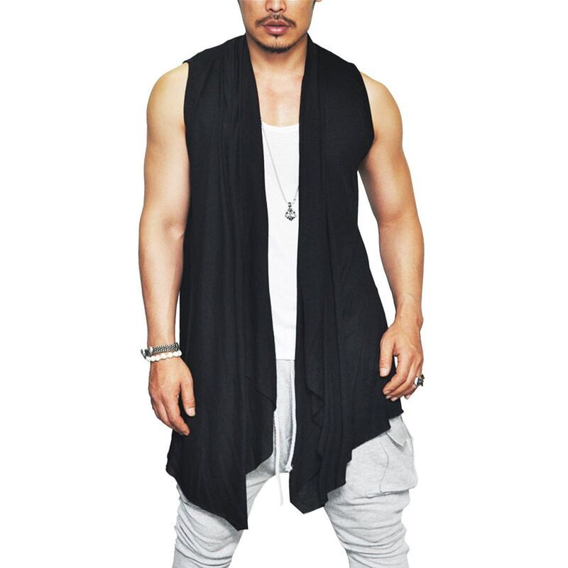 クーファンディ レディース アウター ニット・セーター フリル ベスト ノースリーブ カーディガン Coofandy Mens Ruffle Shawl Collar Sleeveless Long