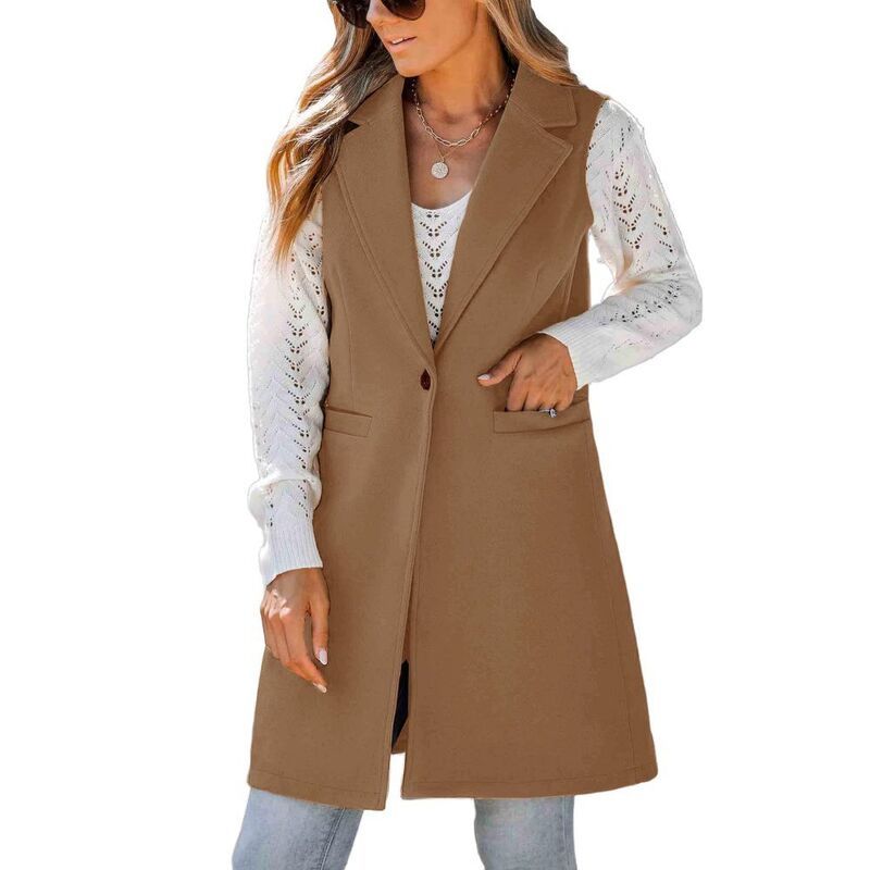 イエスファッション レディース アウター ジャケット・ブルゾン ベスト ノースリーブ カーディガン ブレザー Yesfashion Long Vest for Women Sleeveless Bla