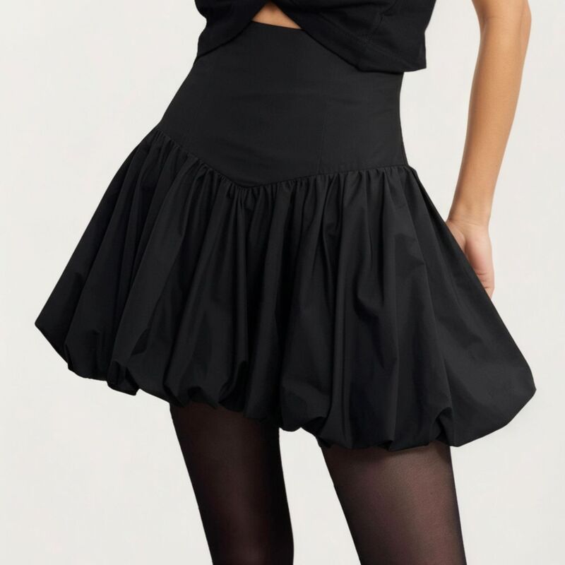 アンナカシ レディース ボトムスカート ハイウエスト ミニ AnnaKaci Womens High Waist Bubble Mini Skirt with Voluminous Gathered