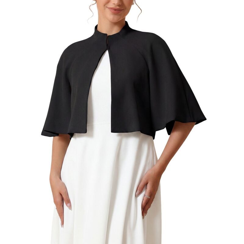 インスパイア シック レディース アウター ジャケット・ブルゾン ケープデザイン クルーネック ブレザー キャップ ケープ INSPIRE CHIC Womens Formal Shrug Crewn