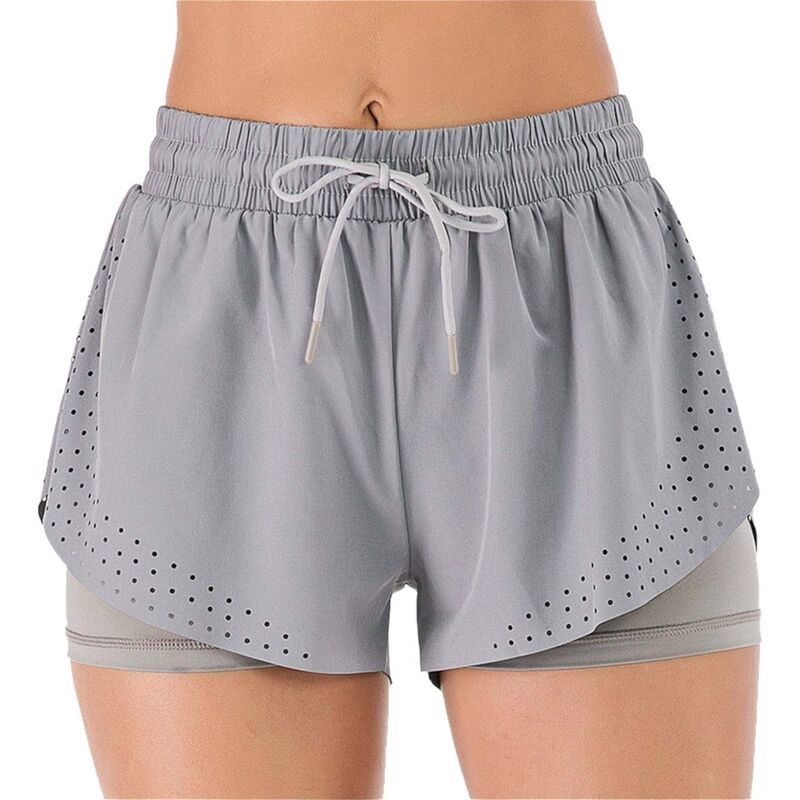 アンナカシ レディース ボトムス ハーフパンツ・ショーツ ショートパンツ AnnaKaci Womens Running Double Layer Fitness Workout Athletic S