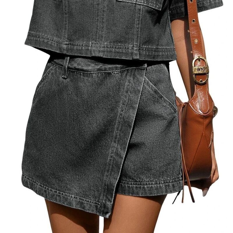 イエスファッション レディース ボトムス ハーフパンツ・ショーツ アシンメトリー ミニ ショートパンツ デニム Yesfashion Womens Jean Mini Shorts Trendy Hi