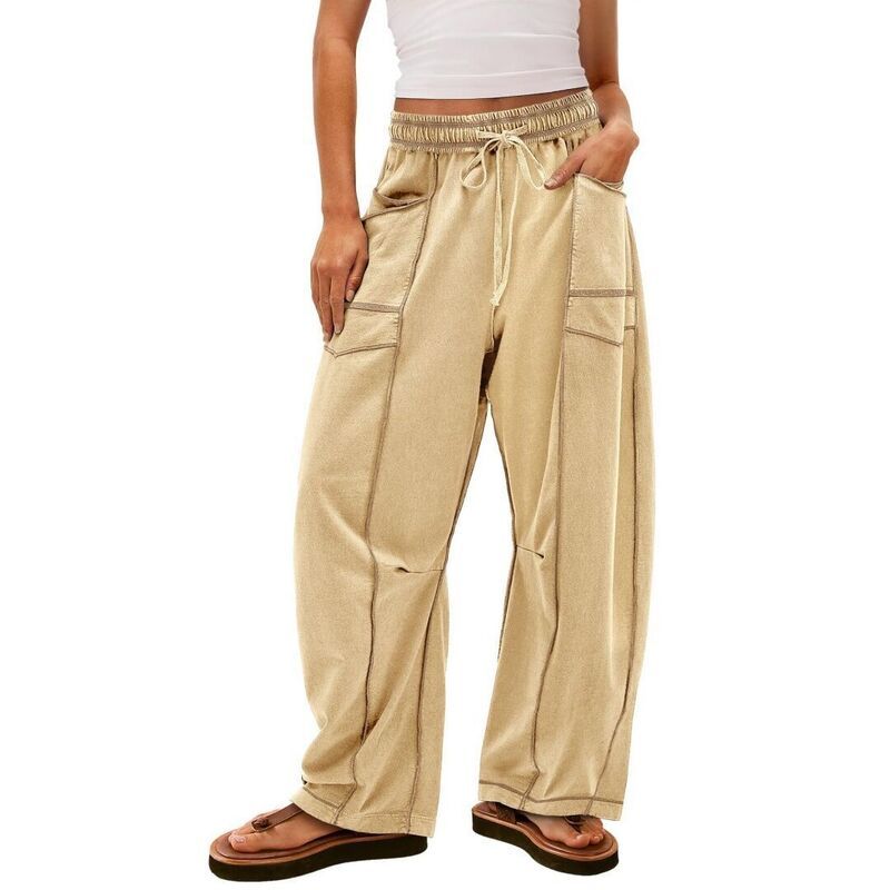 イエスファッション レディース ボトムス カジュアルパンツ ワイドレッグ スウェットパンツ Yesfashion Womens Baggy Barrel Pants Wide Leg Lounge D