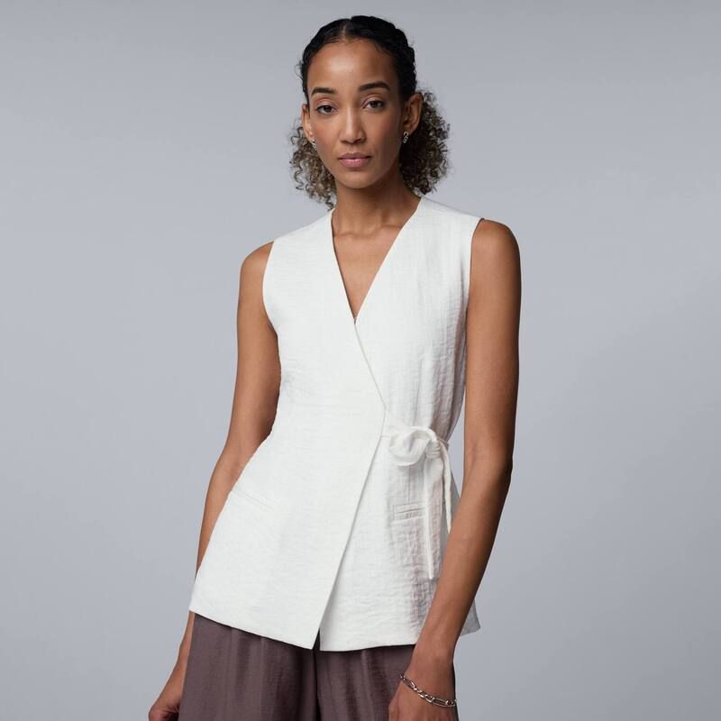 ヴェラウォン レディース アウター ジャケット・ブルゾン ベスト Womensimply Vera Wang Belted Vest White Knight ホワイト