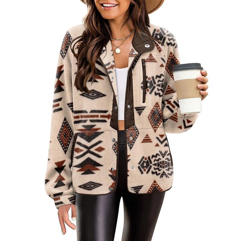 ジーグー レディース アウター ジャケット・ブルゾン コート フリース Zeagoo Womens Fleece Sherpa Jacket Long Sleeve Stand Collar Coat