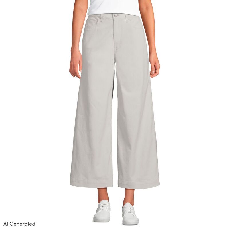 ランズエンド レディース ボトムス カジュアルパンツ ワイドレッグ Womens Lands End Knockabout Chino High Rise Wide Leg Cropants Ligh