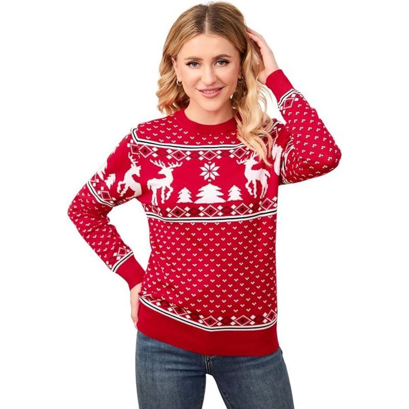 イエスファッション レディース アウター ニット・セーター プリント Yesfashion Womens Family Matching Christmasweater Elk Christmas T