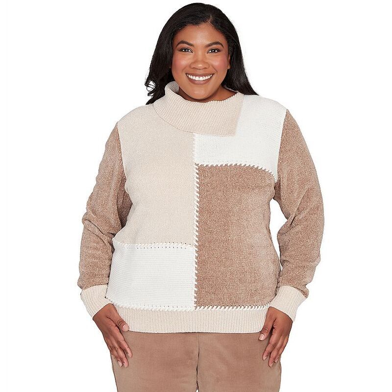 アルフレッド ダナー レディース アウター ニット・セーター モックネック プラスサイズ カラーブロック Plusize Alfredunner Colorblock Sweater with Moc