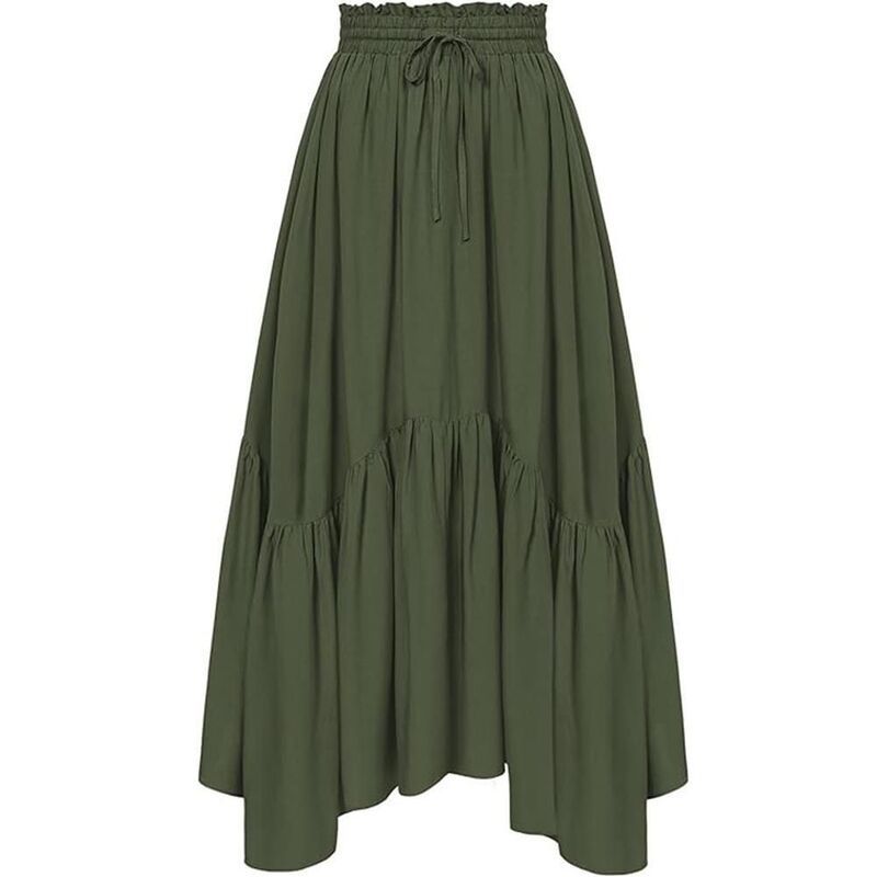 クリアフラワー レディース ボトムスカート ティアード フリル マキシ ClearFlower Womens High Waisted Maxi Skirtiered Ruffle Flowy Ski