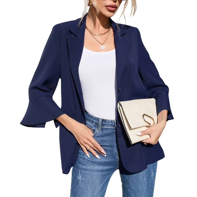 セオリア レディース アウター ジャケット・ブルゾン ブレザー Seoria Womens 34 Sleeve Blazer Jacket Office Work Suit with Pockets