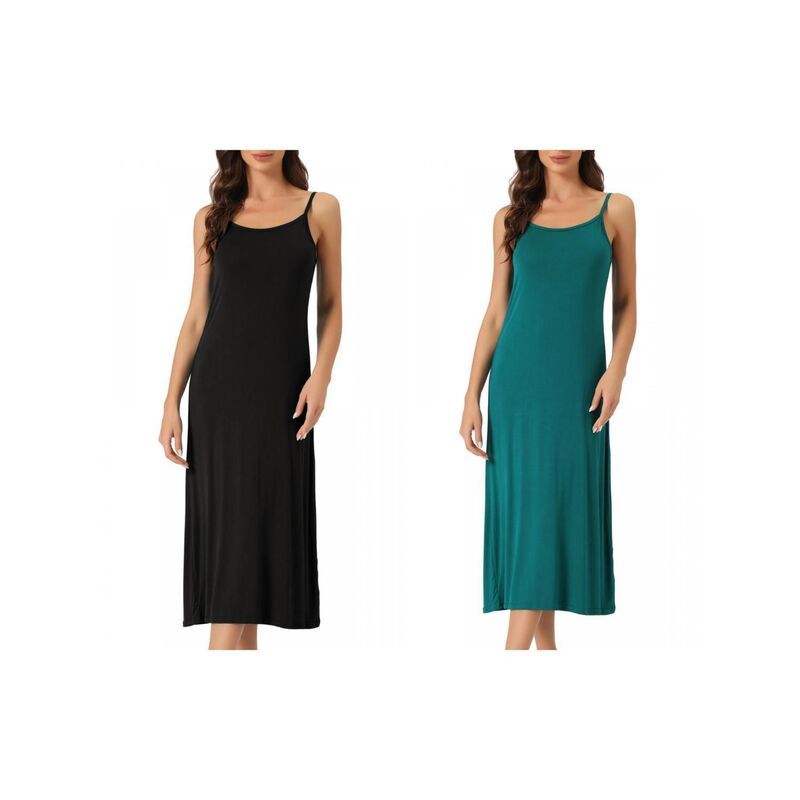 インスパイア シック レディース アンダーウェア ナイトウェア INSPIRE CHIC 2Pcs Womens Full Slip Dresspaghetti Strap Cami Tank Lon