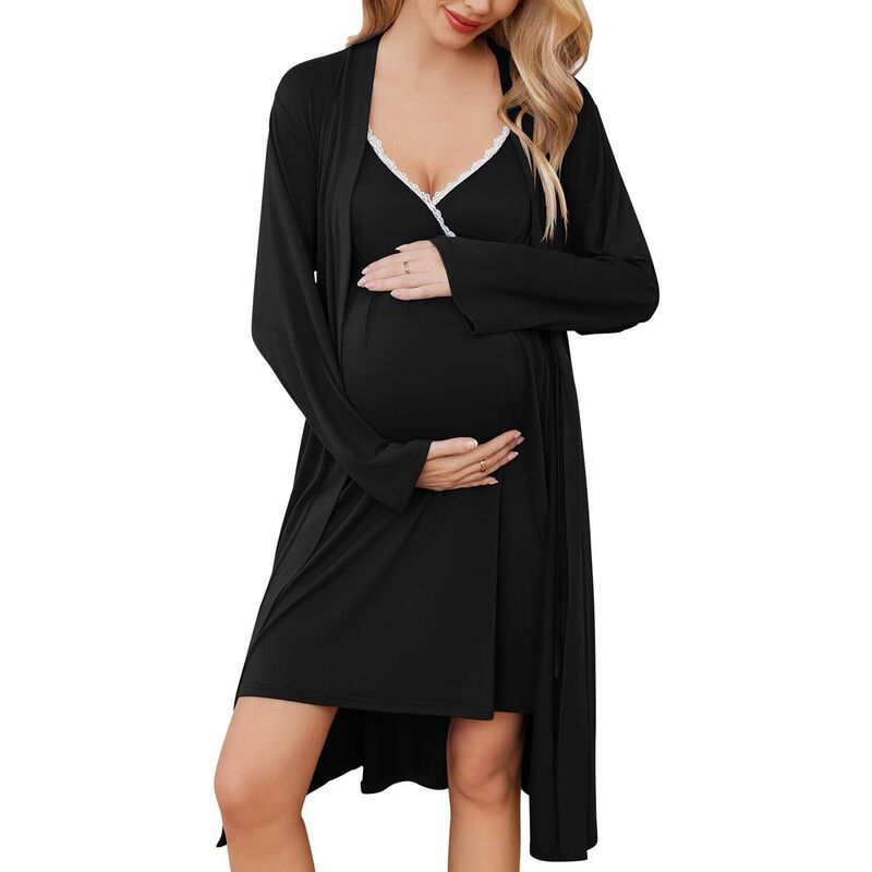 エコアー レディース アンダーウェア ナイトウェア マタニティ Ekouaer Maternity Nursingown and Robe Set Nursing 1 Labor Delivery N