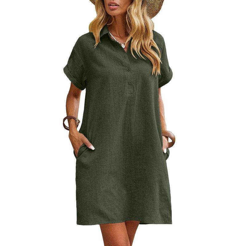 ジーグー レディース トップス ワンピース ボタンダウン シャツ コットン ダウン Zeagoo Womens Casual Dresshort Sleeve Cotton Button Down L