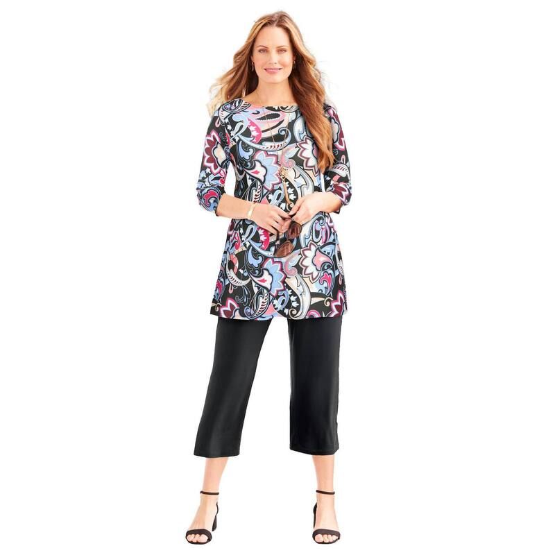 キャサリンズ レディース トップス Tシャツ プラスサイズ Catherines Womens Plusize Anywear Tunic Multi Graphic Paisley マルチカラー