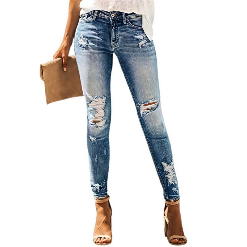 イエスファッション レディース ボトムス デニムパンツ ハイウエスト ジーンズ Yesfashion Womens High Rise Skinny Stretch Ripped Jeans High