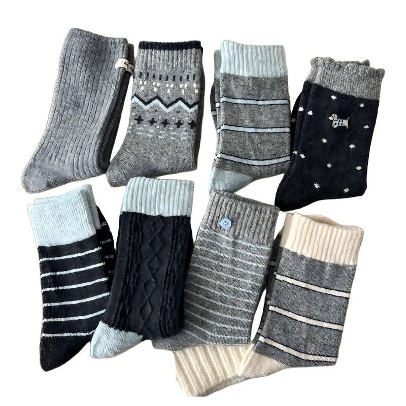 アンナカシ レディース アンダーウェア 靴下 リブ ニット AnnaKaci 8Pair Crew Sock Set Ribbed Knit Mixed Texture Patternsoft Str