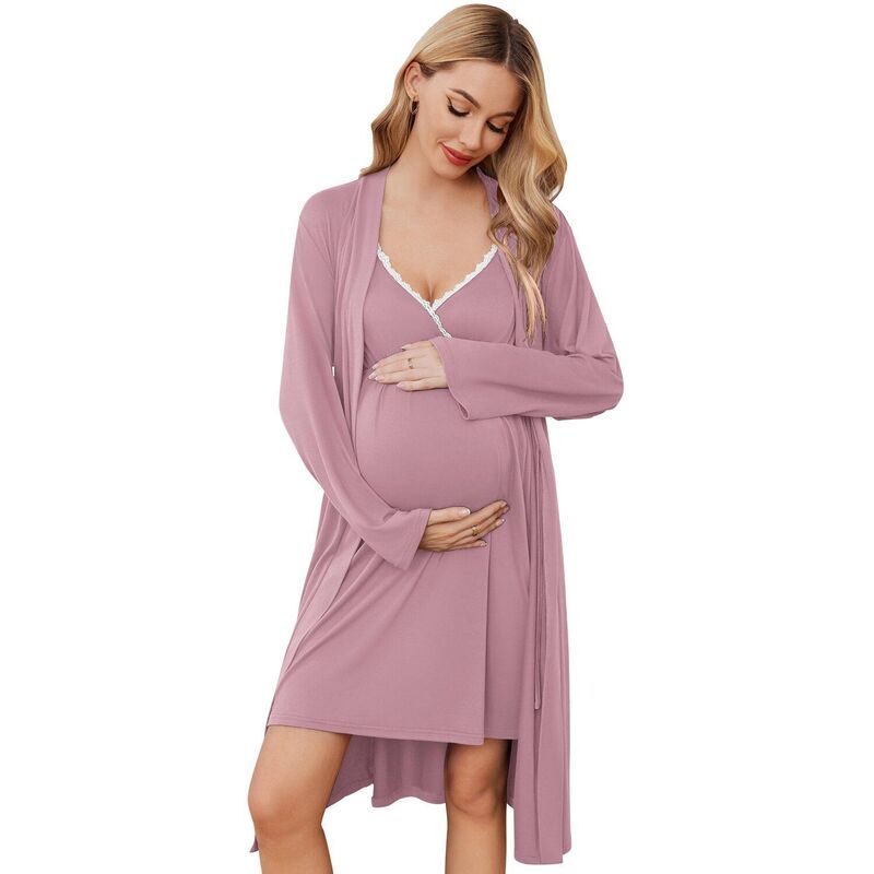 エコアー レディース アンダーウェア ナイトウェア マタニティ Ekouaer Maternity Nursingown and Robe Set Nursing 1 Labor Delivery N