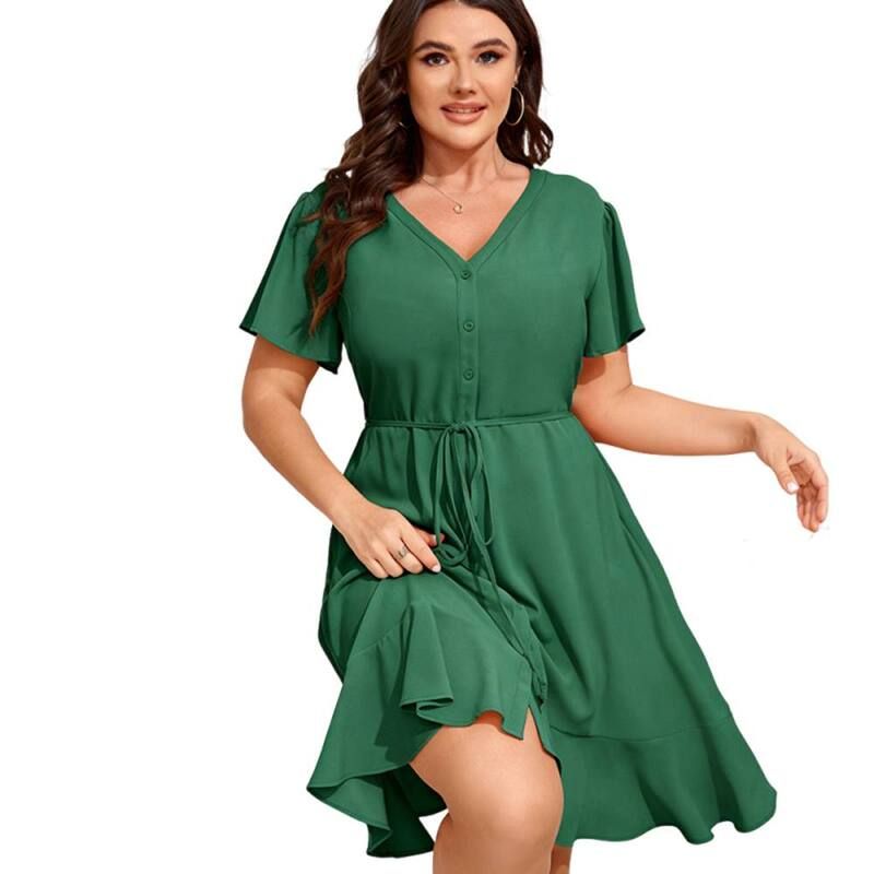 ジョイジョイ レディース トップス ワンピース Vネック プラスサイズ シャツ JoyJoy Womens Plusize VNeck Short Sleeve Dress Loose Casual