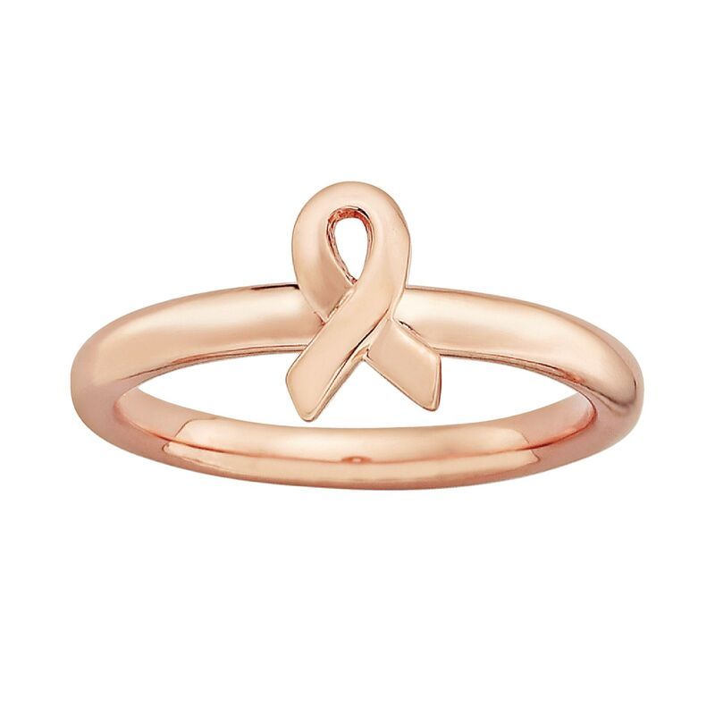スタックスアンドストーンズ レディース アクセサリー リング Stacks Stones 14k Rose Gold Over Silver Breast Cancer Awareness Ribbo