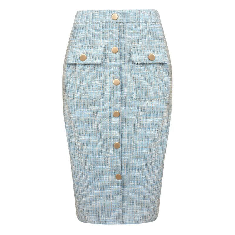 インスパイア シック レディース ボトムスカート ハイウエスト ミディ ツイード INSPIRE CHIC Womens Tweed Skirt High Waist Elegant Work Off 10,786円