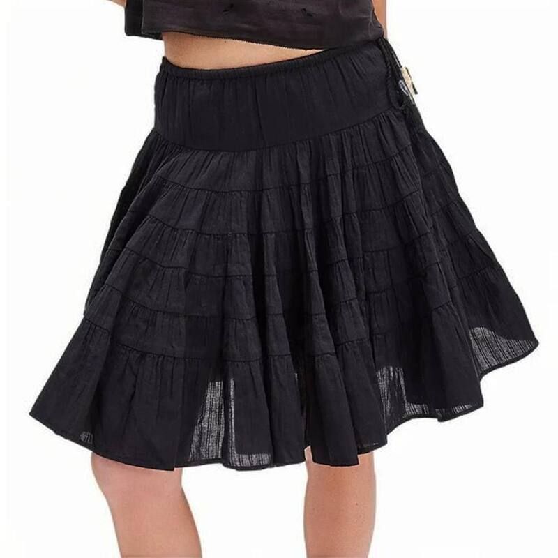 クリアフラワー レディース ボトムスカート ドローコードウエスト フリル ミディ ClearFlower Womensummer Midi Skirt Drawstring Waist Flowy R