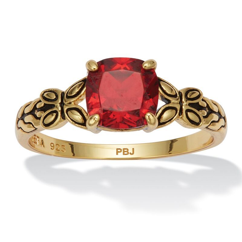 パームビーチジュエリー レディース アクセサリー リング PalmBeach Jewelry Cushion Cut Birthstone Ringplated Sterling July Ruby