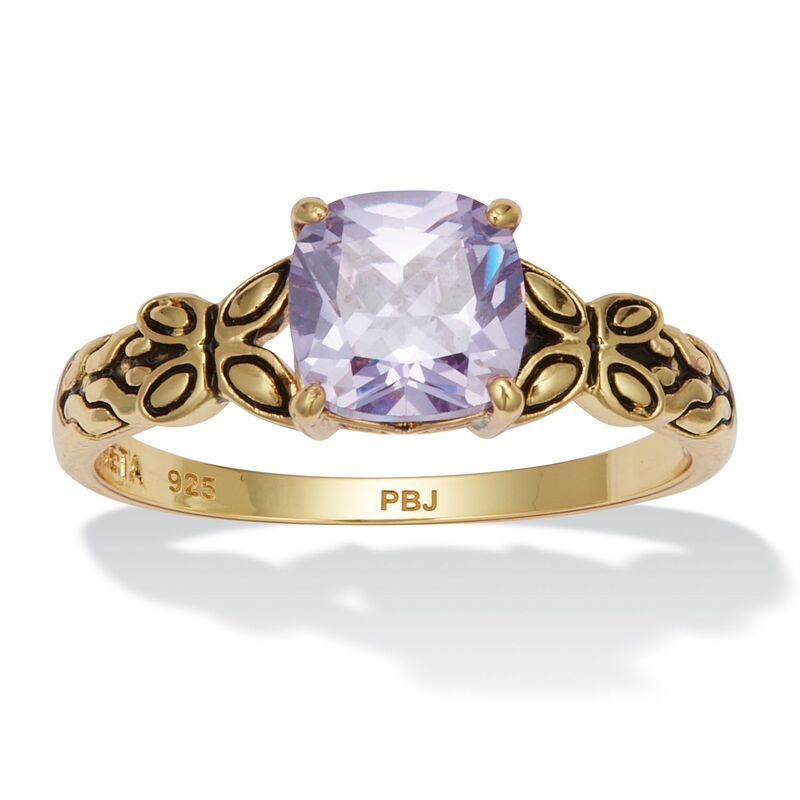 パームビーチジュエリー レディース アクセサリー リング PalmBeach Jewelry Cushion Cut Birthstone Ringplated Sterling June Alexa