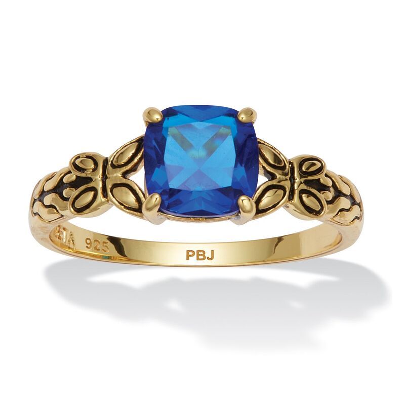 パームビーチジュエリー レディース アクセサリー リング PalmBeach Jewelry Cushion Cut Birthstone Ringplated Sterling September