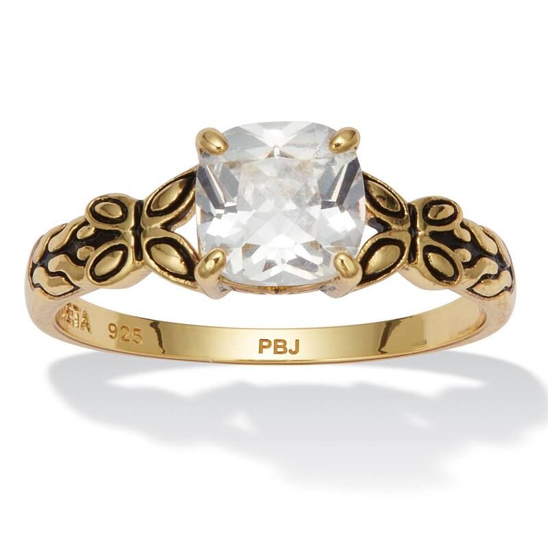 パームビーチジュエリー レディース アクセサリー リング PalmBeach Jewelry Cushion Cut Birthstone Ringplated Sterling April Diam