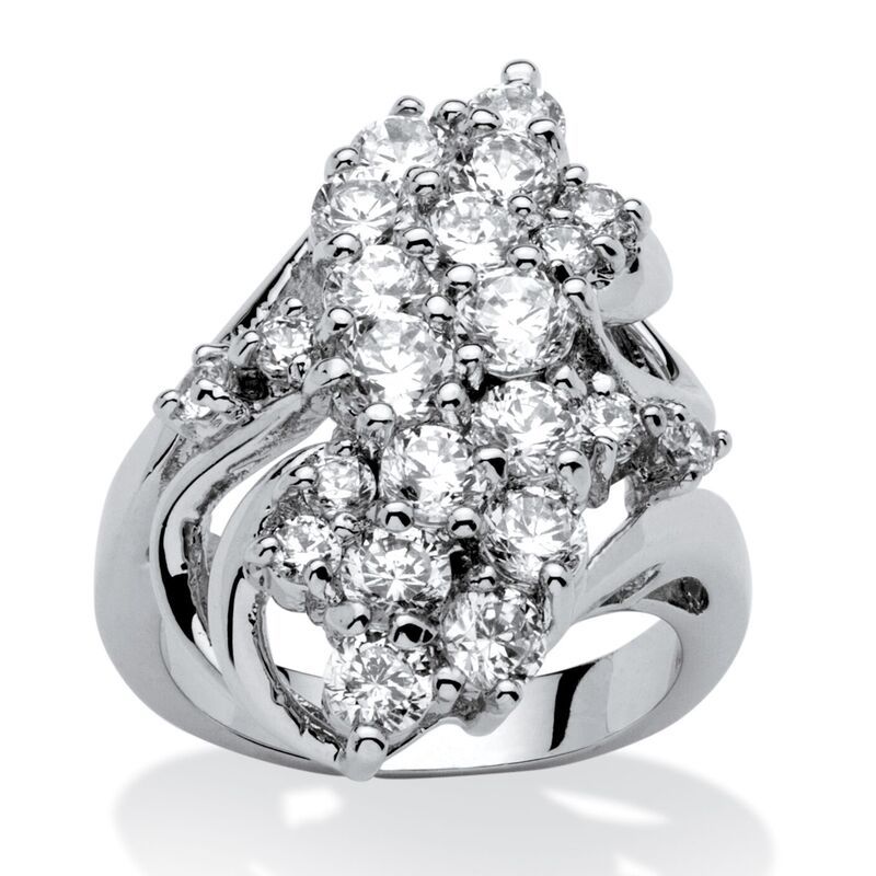 パームビーチジュエリー レディース アクセサリー リング PalmBeach Jewelry 344 TCW Cubic Zirconia Cluster Cocktail Ring Silver シ